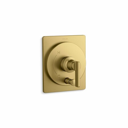 KOHLER Rite-Temp Valve Trim w/ Push-Button Diverter in Vibrant Brushed Moderne Brass T35919-4-2MB